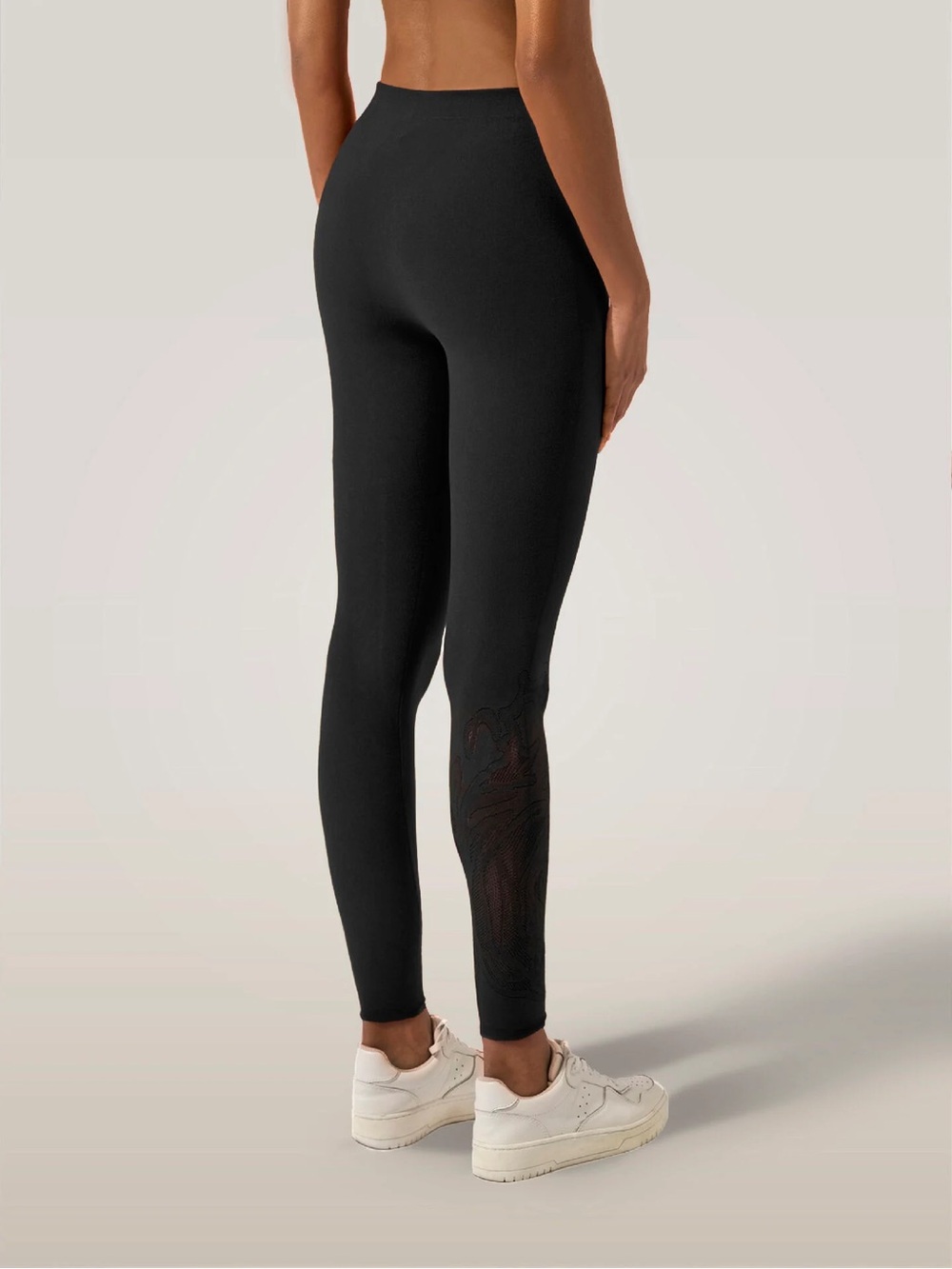 Wolford Rose Net Leggings | High-Waist Black Leggings NWT Size M